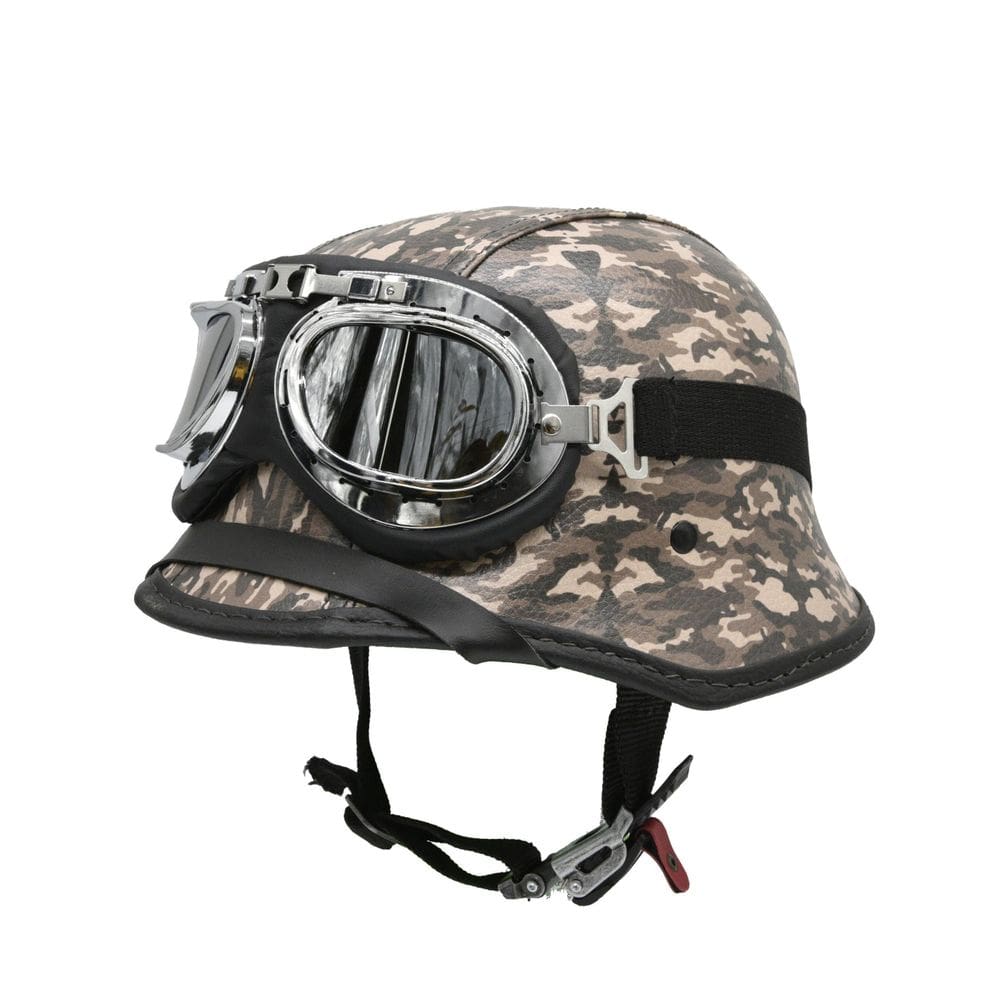 Capacete Bike/Scooter Alemão Camuflado Marrom Espelhado Gg