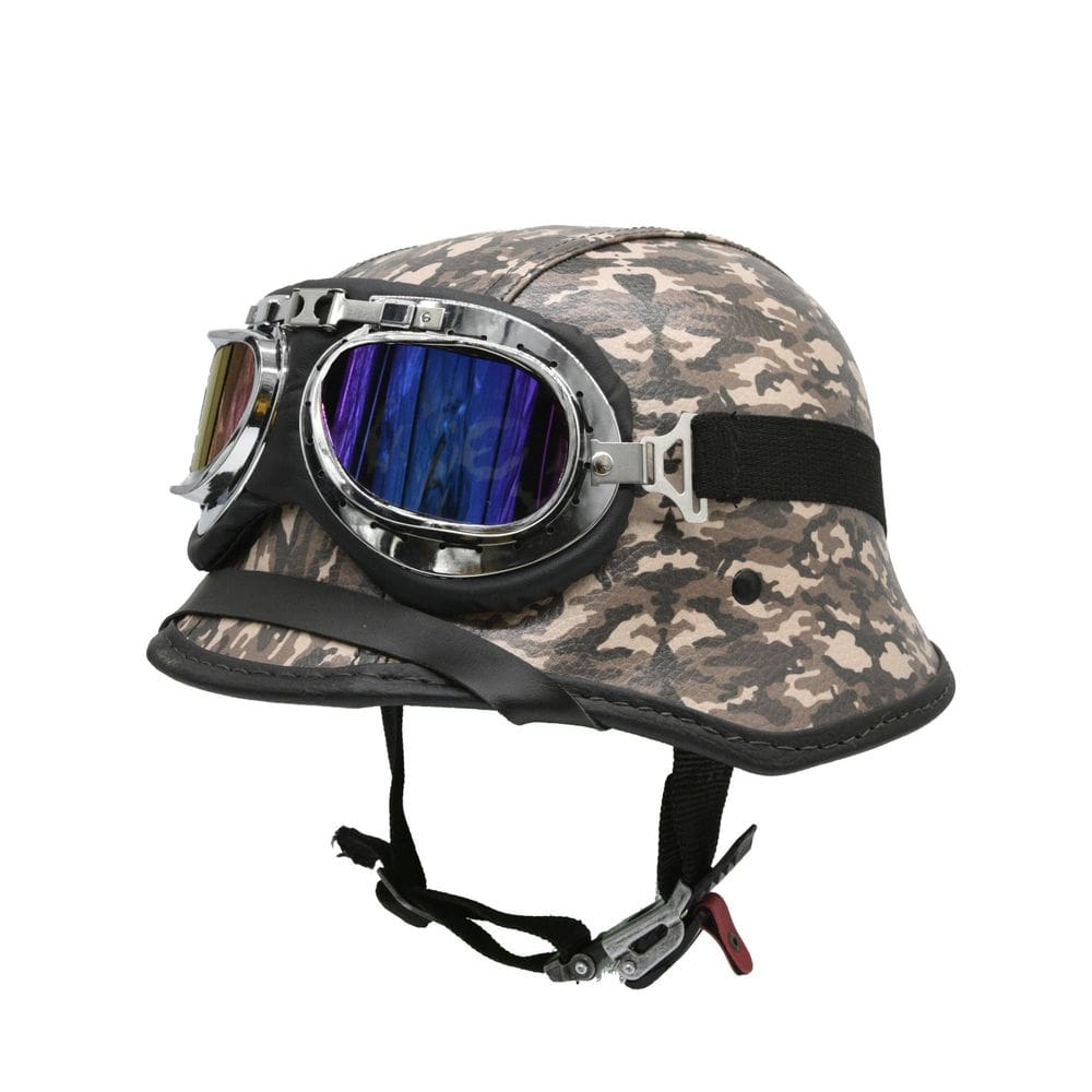 Capacete Bike/Scooter Alemão Camuflado Marrom Azul P