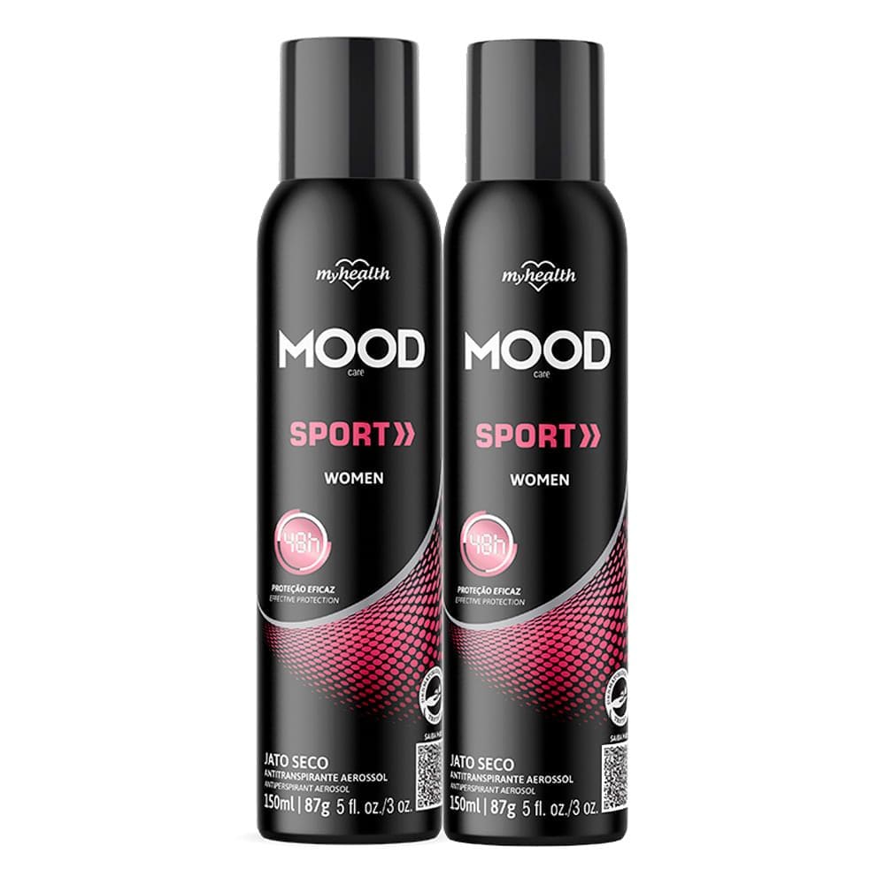 Kit 2 Desodorante Aerosol Mood Sport Feminino Jato Seco 150ml