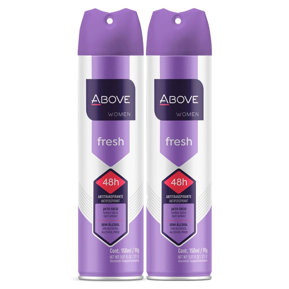 Kit 2 Desodorante Antitranspirante Above Women Fresh Jato Seco com 150ml