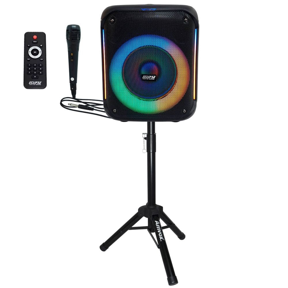 Caixa Som Bateria com Microfone 800W Rms Bluetooth Portátil Fm Usb Controle Remoto + Tripé E-X8