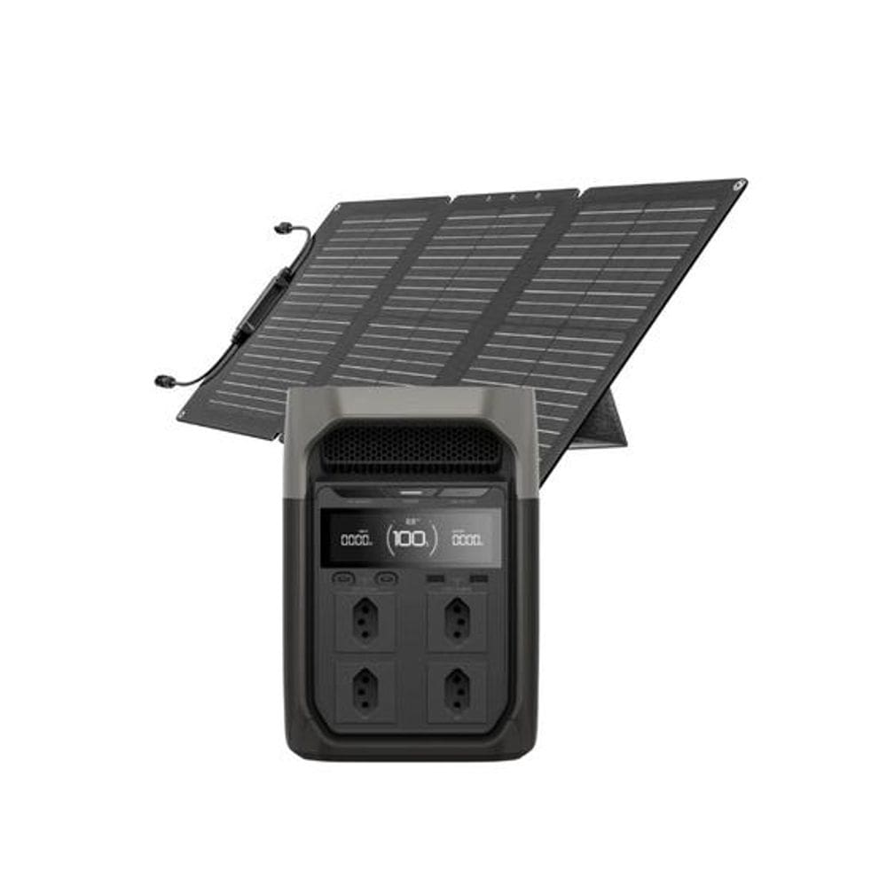 Kit Estação De Energia Portátil Ecoflow Delta 3, 2200W 13 Conexões 127V e Painel Solar Dobrável 60W