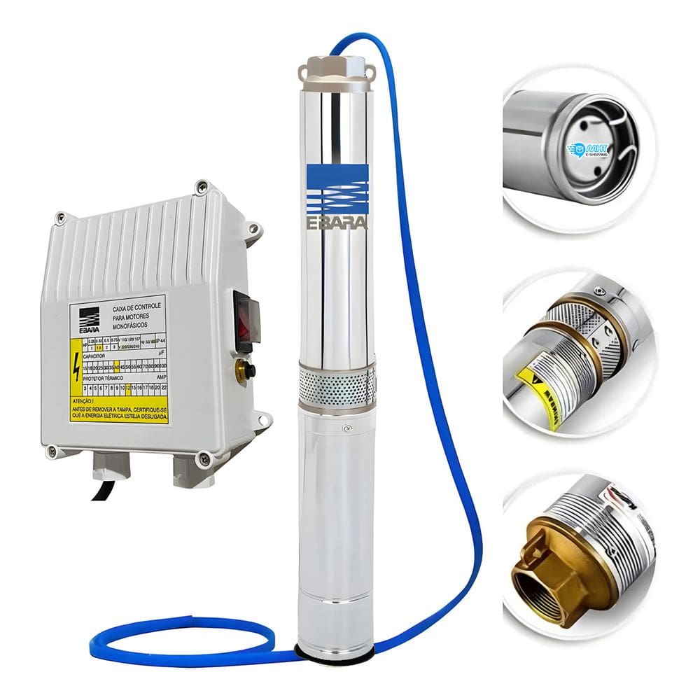 Motobomba Caneta Submersa Poço Ebara 4bpl-21 1,5 Cv Mono C/ Box