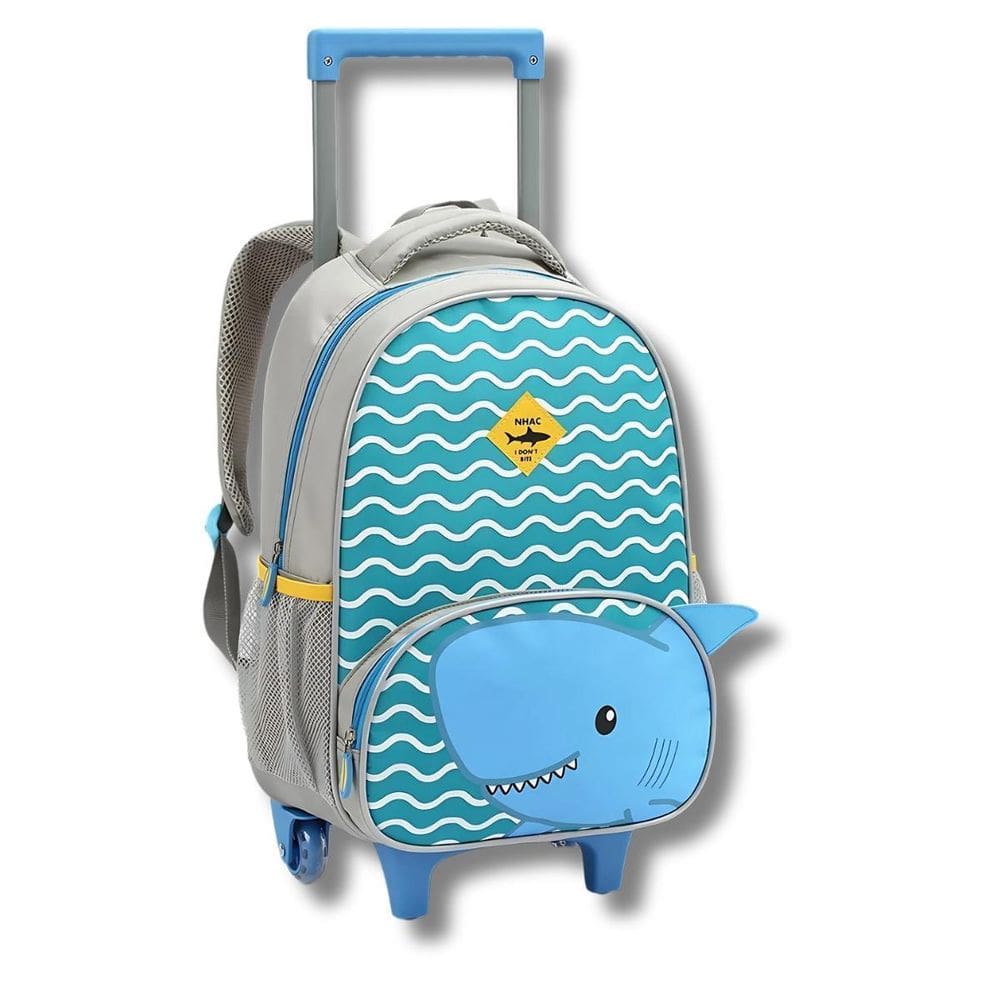 Mochila Rodinhas Zoop Seanite Escolar Infantil Azul Tubarão