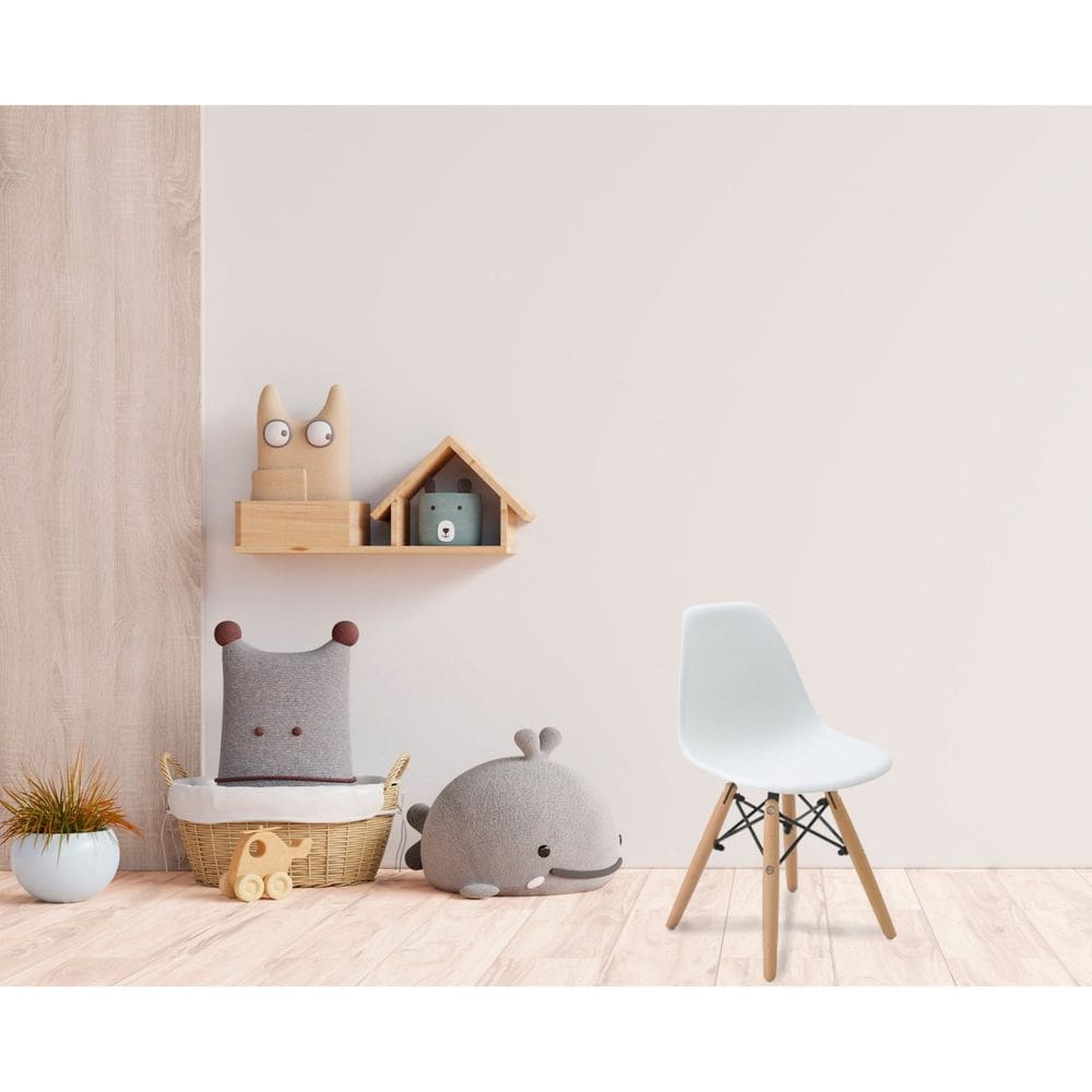 Conjunto 6 Cadeiras Infantis Base Madeira sem Braço Eiffel Branco