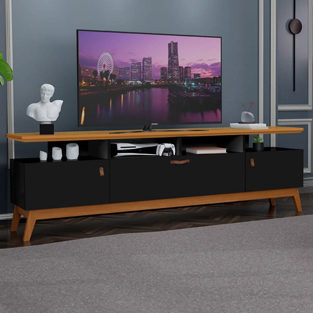 Rack para TV Até 40 Polegadas 3 Portas Mackay Preto/Natural - Pnr Móveis