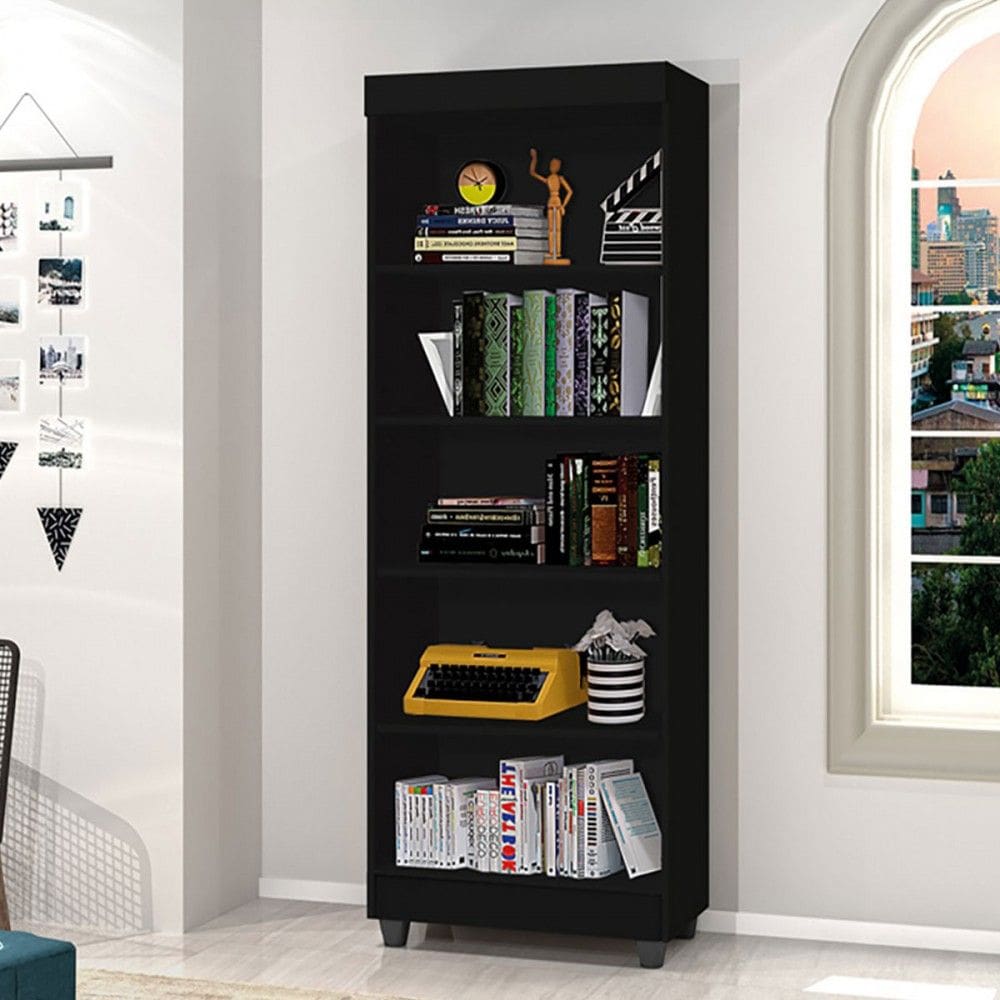 Estante para Livros Catânia 4 Prateleiras Preto - Pnr Móveis
