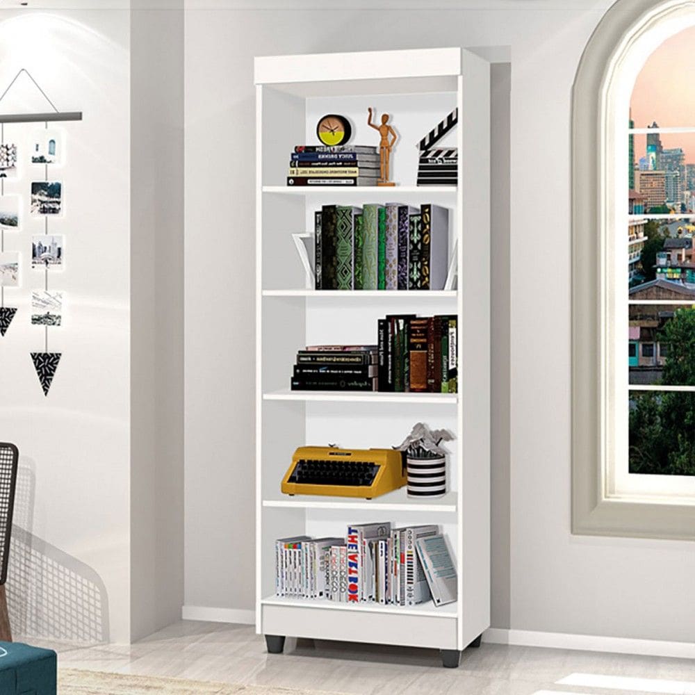 Estante para Livros Catânia 4 Prateleiras Branco - Pnr Móveis