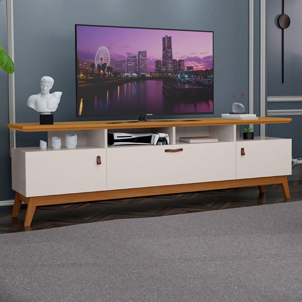 Rack para TV Até 40 Polegadas 3 Portas Mackay Off White/Natural - Pnr Móveis