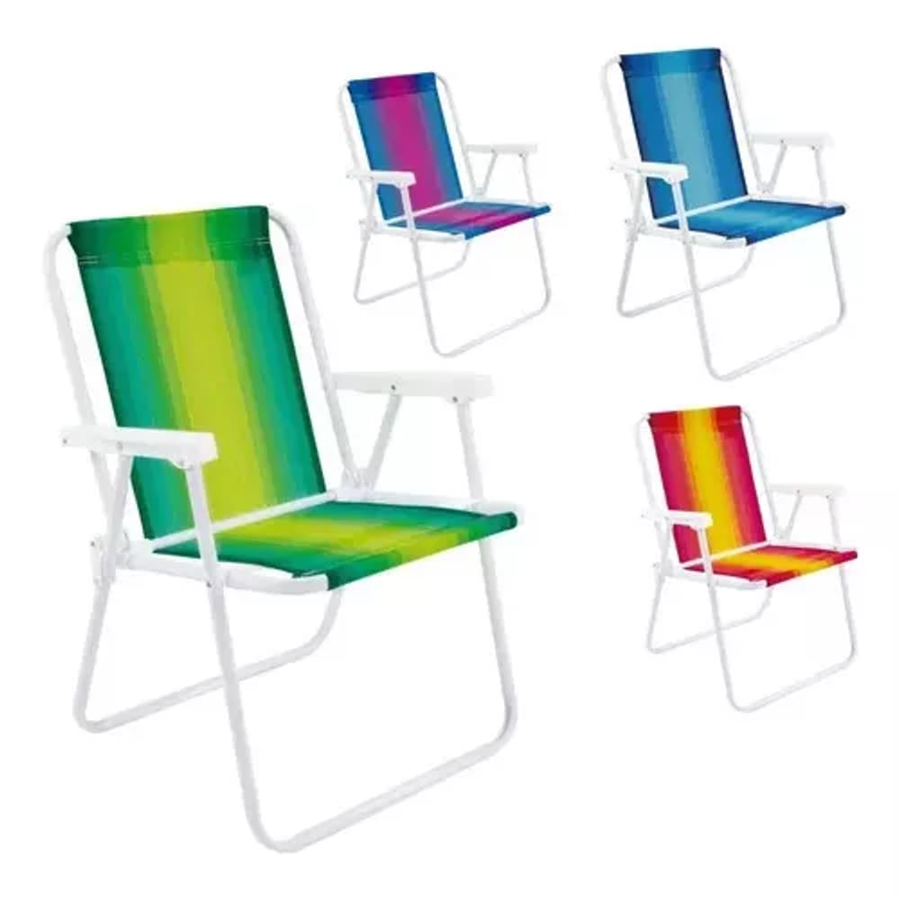 Cadeira Praia dobravel branca Mor 4 unidades
