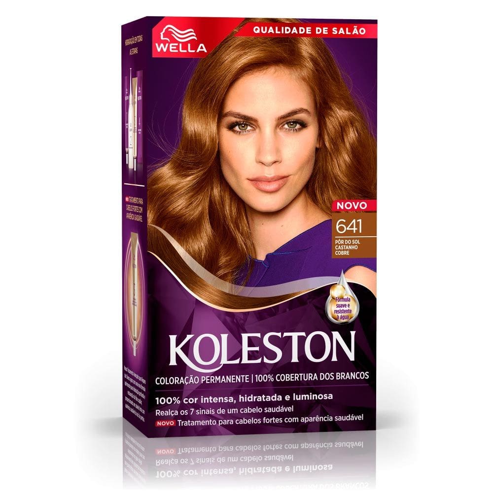 Tintura Creme Koleston Wella Noites Iluminadas Castanho Cobre 641 Kit
