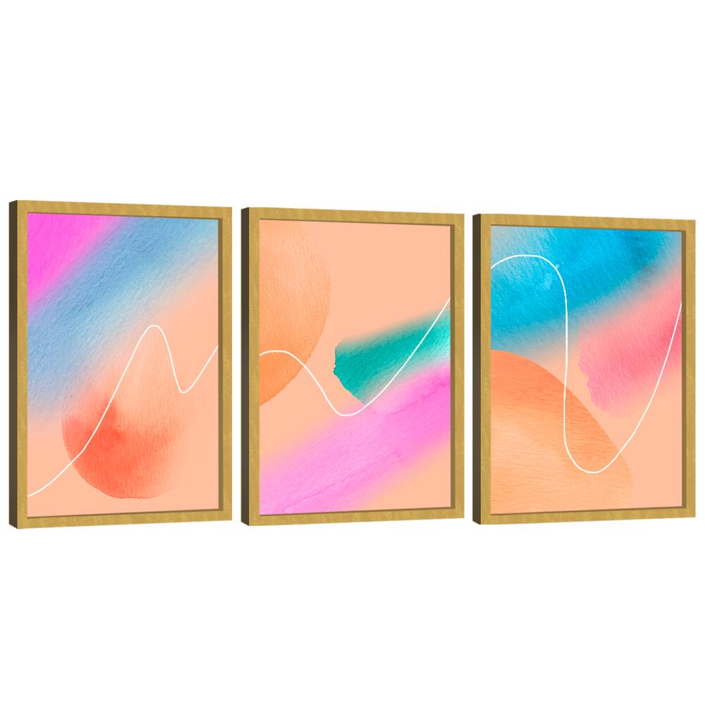 Quadro Decorativo Trio Abstrato Pintura Colorida