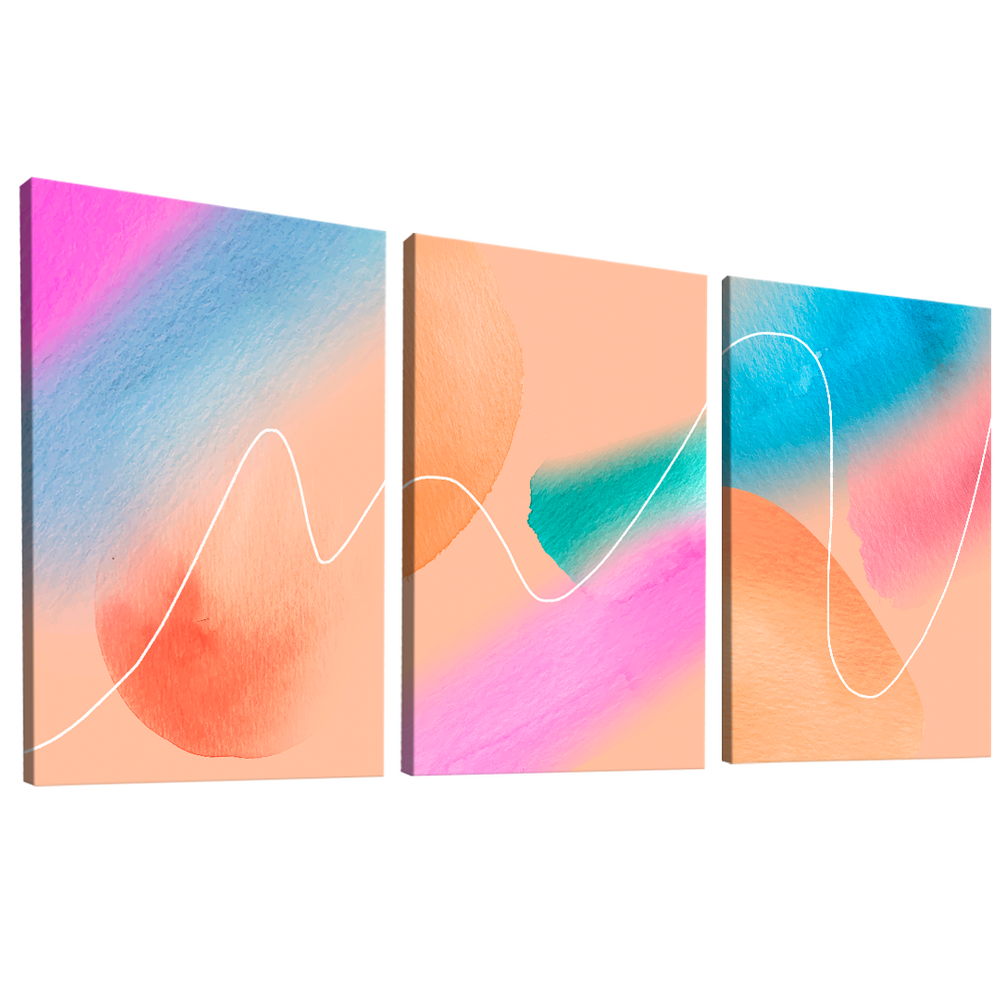 Quadro Decorativo Trio Abstrato Pintura Colorida