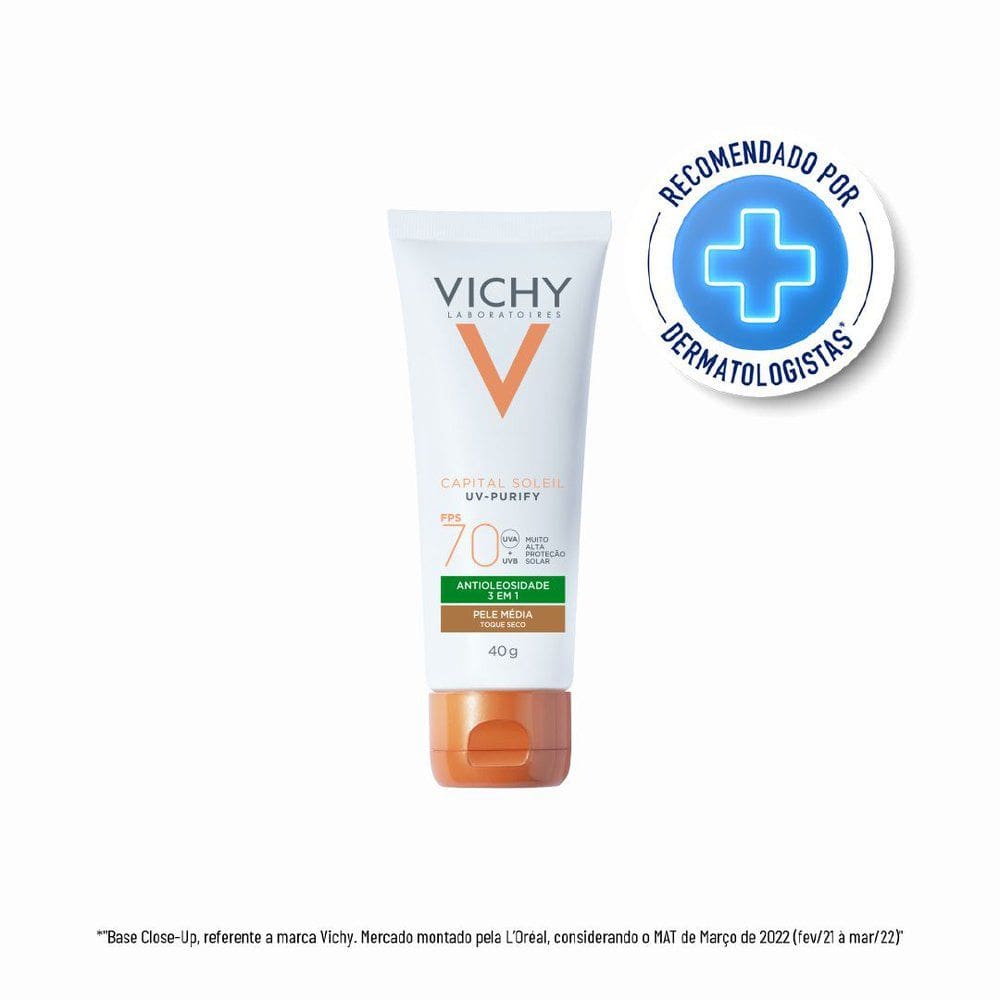 Protetor Solar Vichy Capital Soleil UV Purify FPS 70 Pele Média 40g