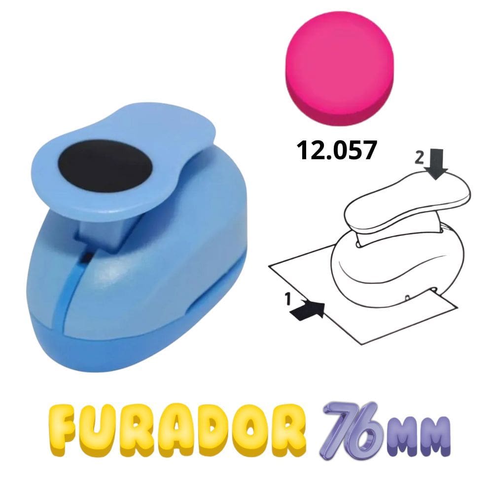 Furador Cortador Perfurador De Eva Papel 76mm Make+ | Artesanal | Scrapbook | Escolar | Artesanato