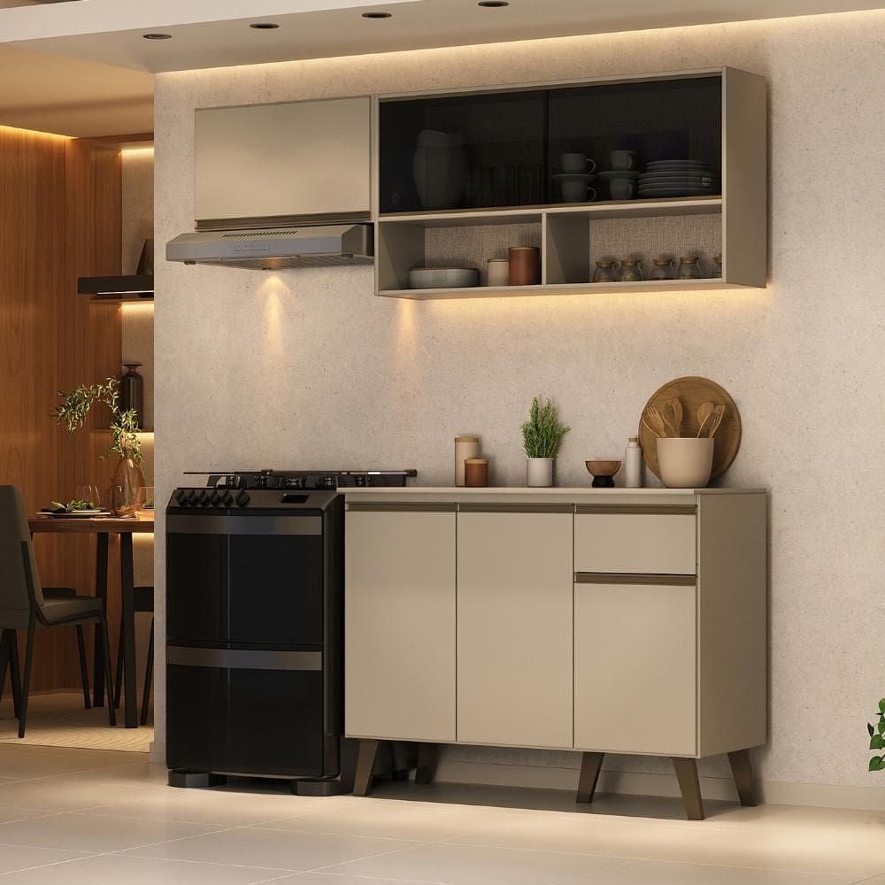 Armário de Cozinha Compacta Atlanta KitchCarraro Amêndoa