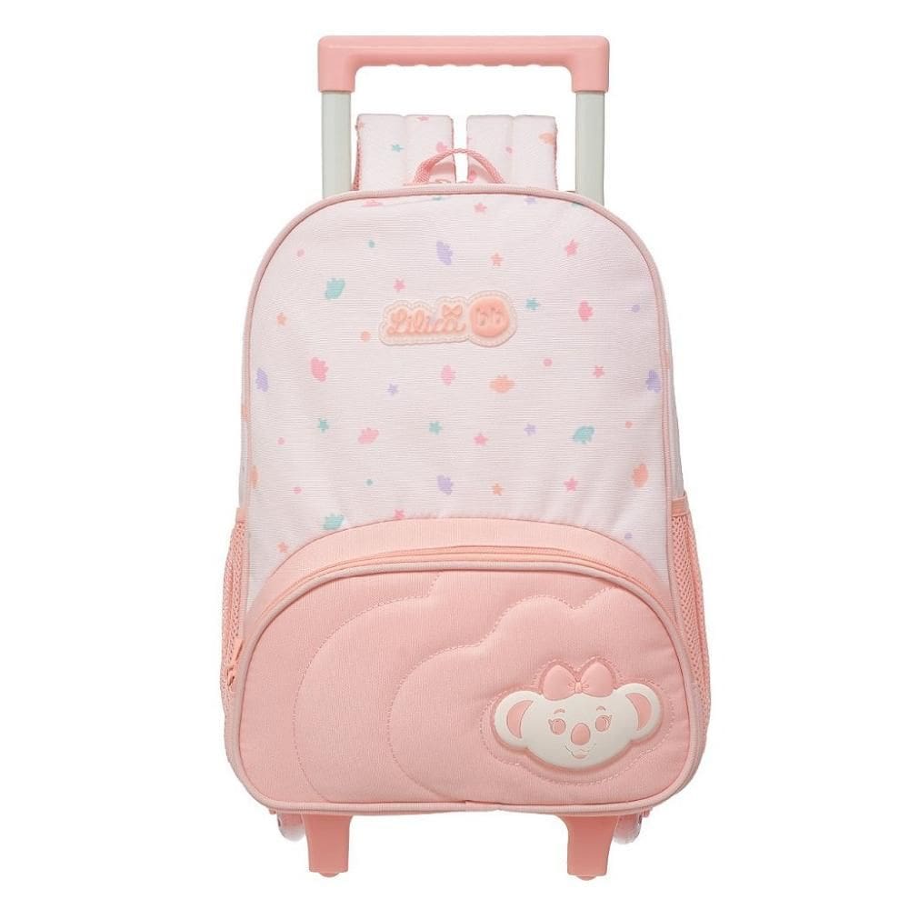 Mochila de Rodinhas Lilica Ripilica Com Alça Aquarela Rosa