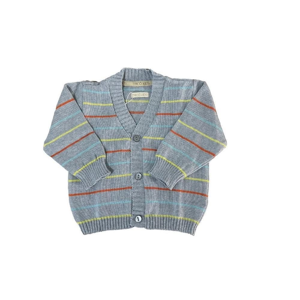 Casaco de Tricô de Bebê Listrado Cores Tricô Kids Azul Claro