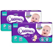 Kit 2 Fralda Cremer Magic Care Tamanho P Pacote Jumbo 30 Unidades Descartáveis cada