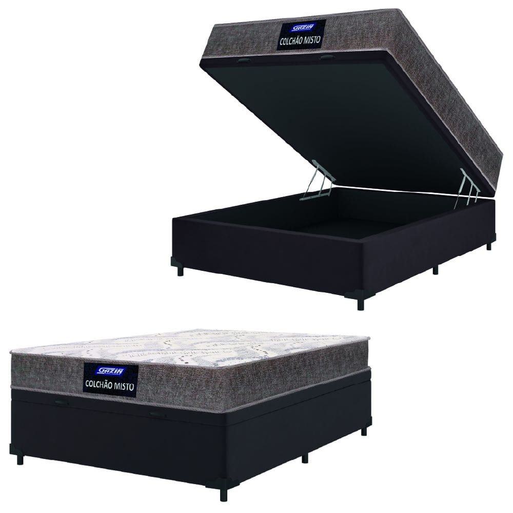Cama Box Baú Casal Gazin Colchão Com Espuma 138x188x58cm Camboriú Marrom
