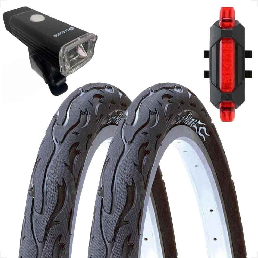 Par Pneu Kenda Flame Aro 26 x 2.125 Foguinho Manobras DH freeride Liso Urbano Slick + Farois