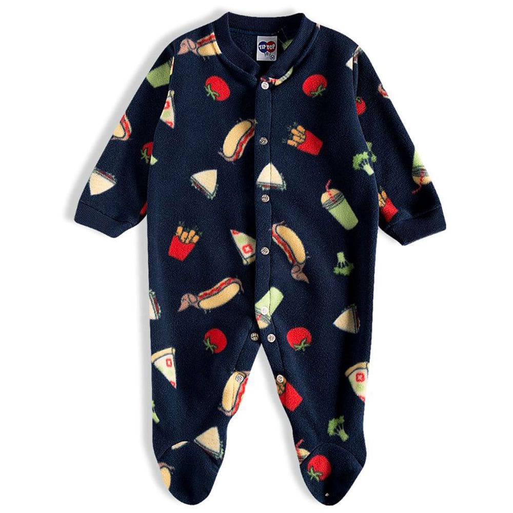 Pijama Macacão Bebê Soft Fast Food Marinho Tip Top
