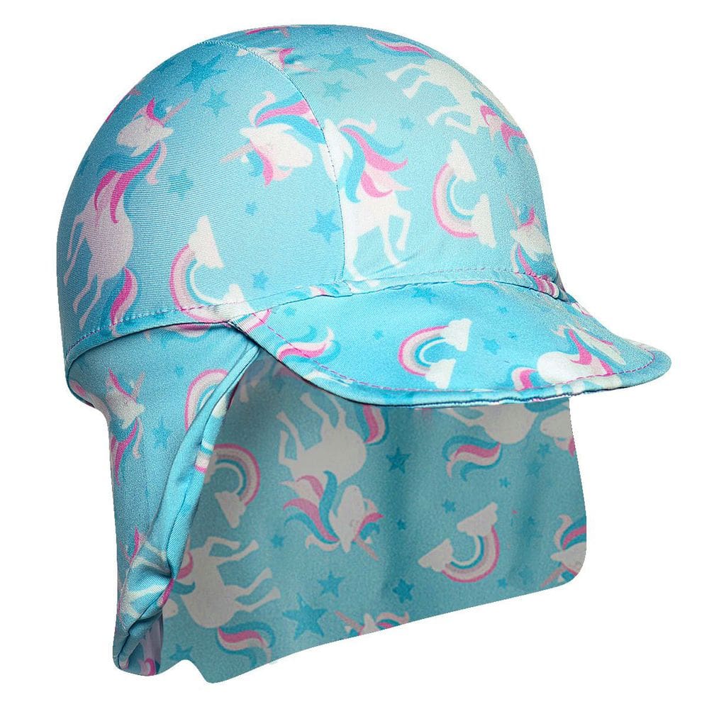 Boné Praia Bebê e Infantil Proteção UV 50+ Unicórnios Azul Tip Top