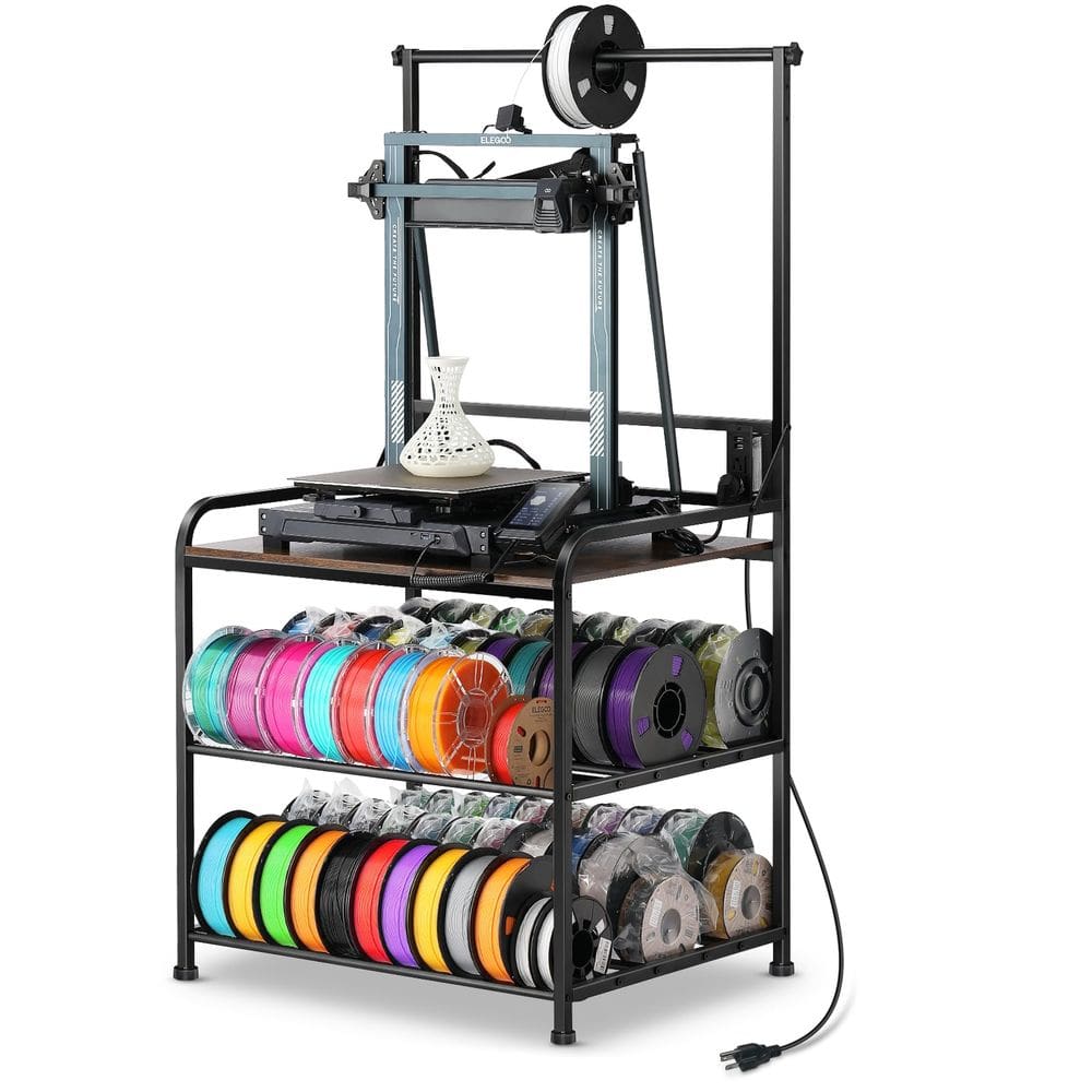 Rack de impressora 3D AHOWPD para armazenamento de filamentos com rodas e 60 bobinas