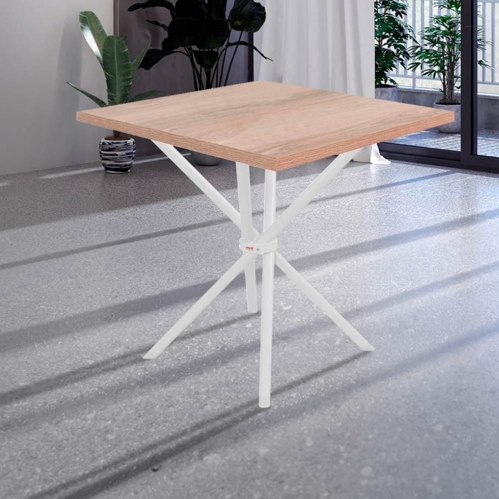 Mesa Quadrada 4 Lugares Branco E Carvalho Cedies