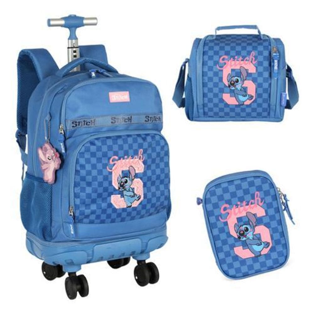 Kit Mochila Com Rodinhas 360 Juvenil  Stitch Disney