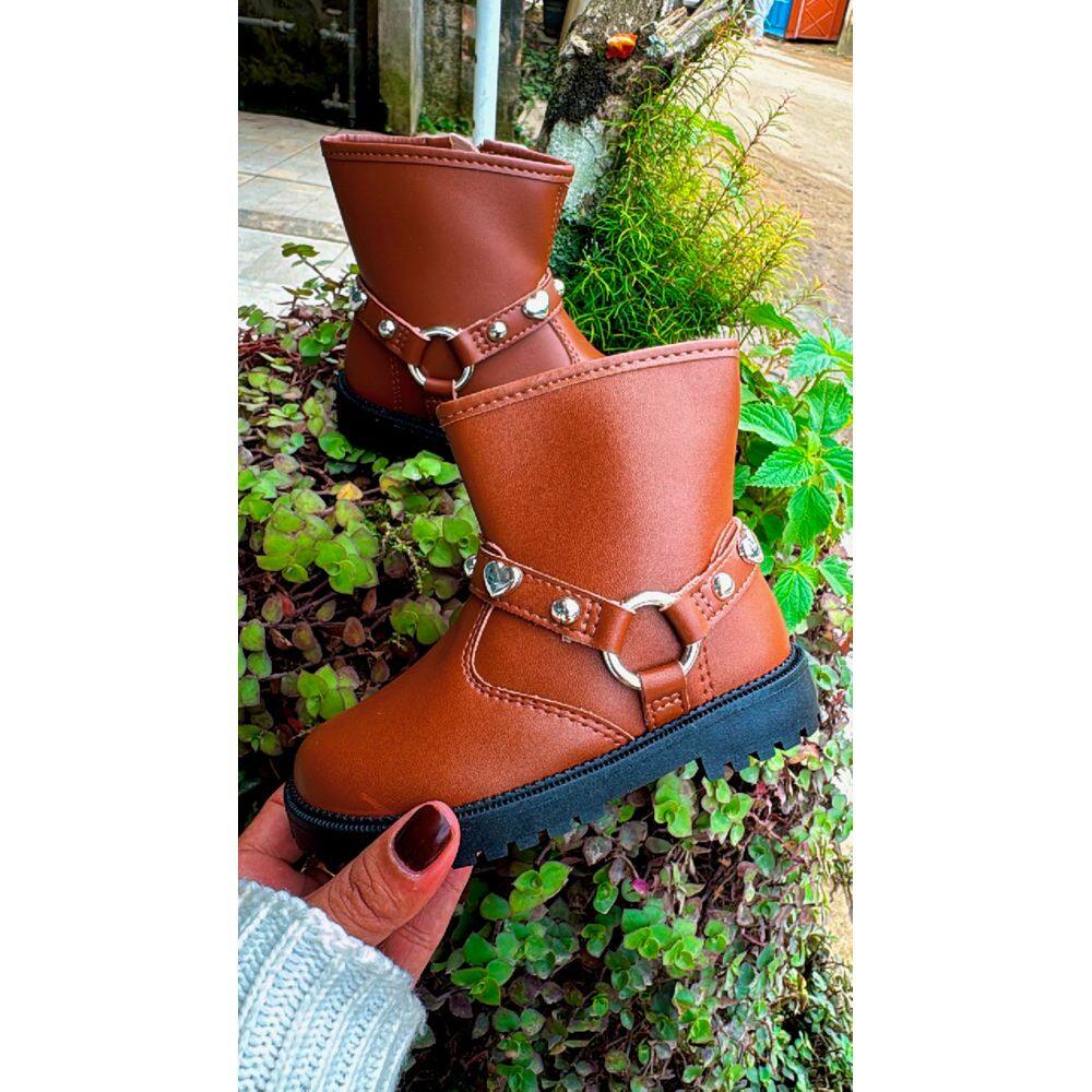 Bota Infantil Menina Molekinha Country marron Avelã Coturno