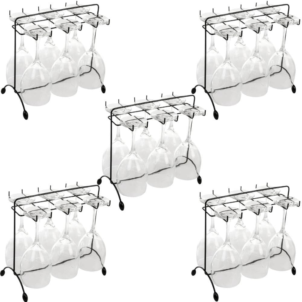 Kit 5 Suportes Pendurar Taças Utimil Preto Aramado Bancada 16x27cm Organizador
