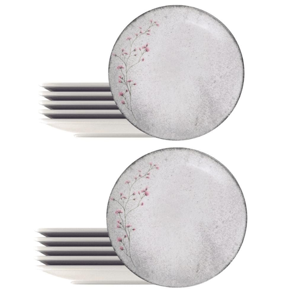 Jogo 12 Pratos Fundos 21cm Tramontina Floralis Porcelana Sop