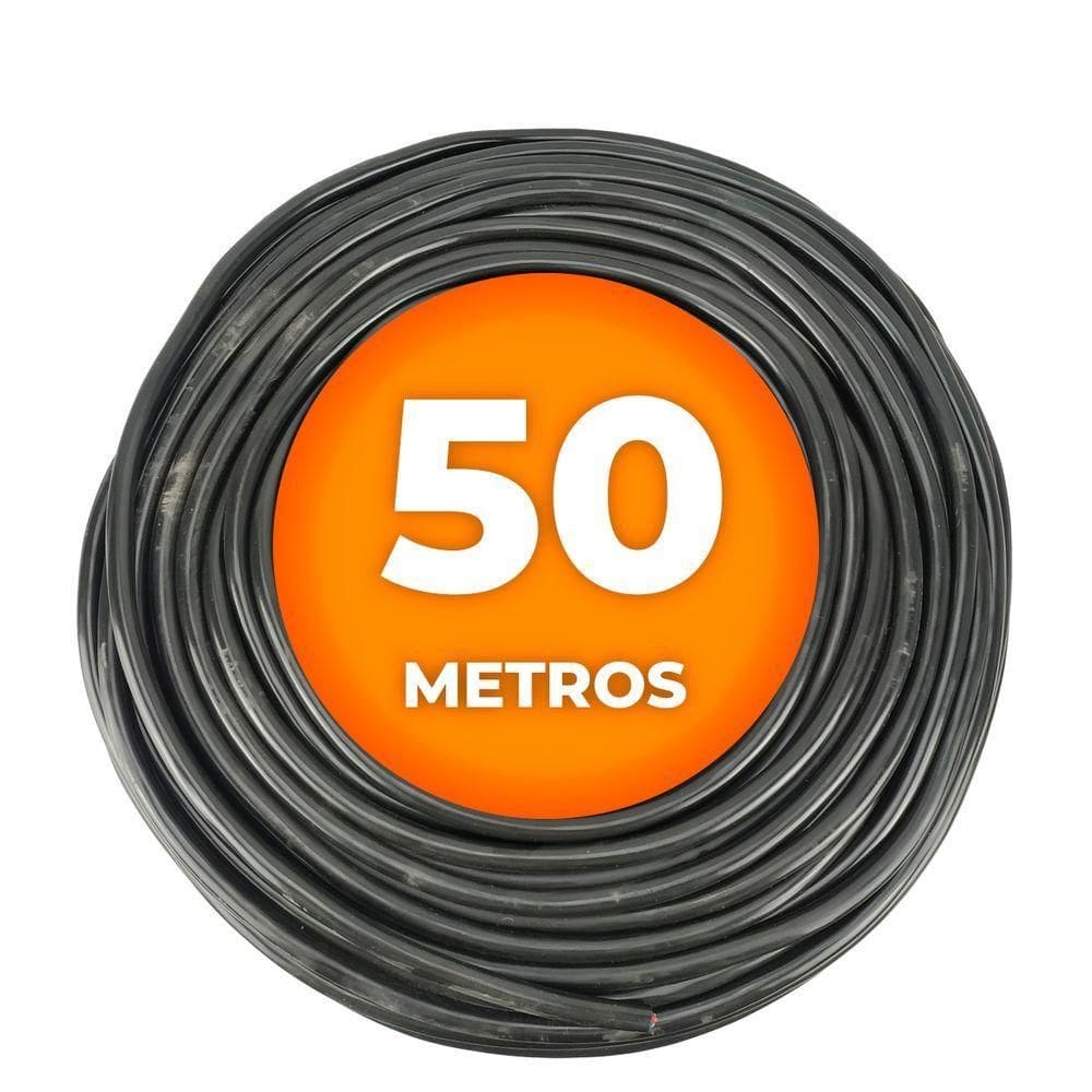 Cabo Pp Preto 4 Vias (4x1,50mm) Cobreado 50 Metros | Preto 4x1,50mm Cobreado