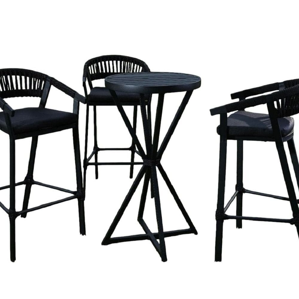 Bistrô com 3 Banquetas Avalon Itália Preto