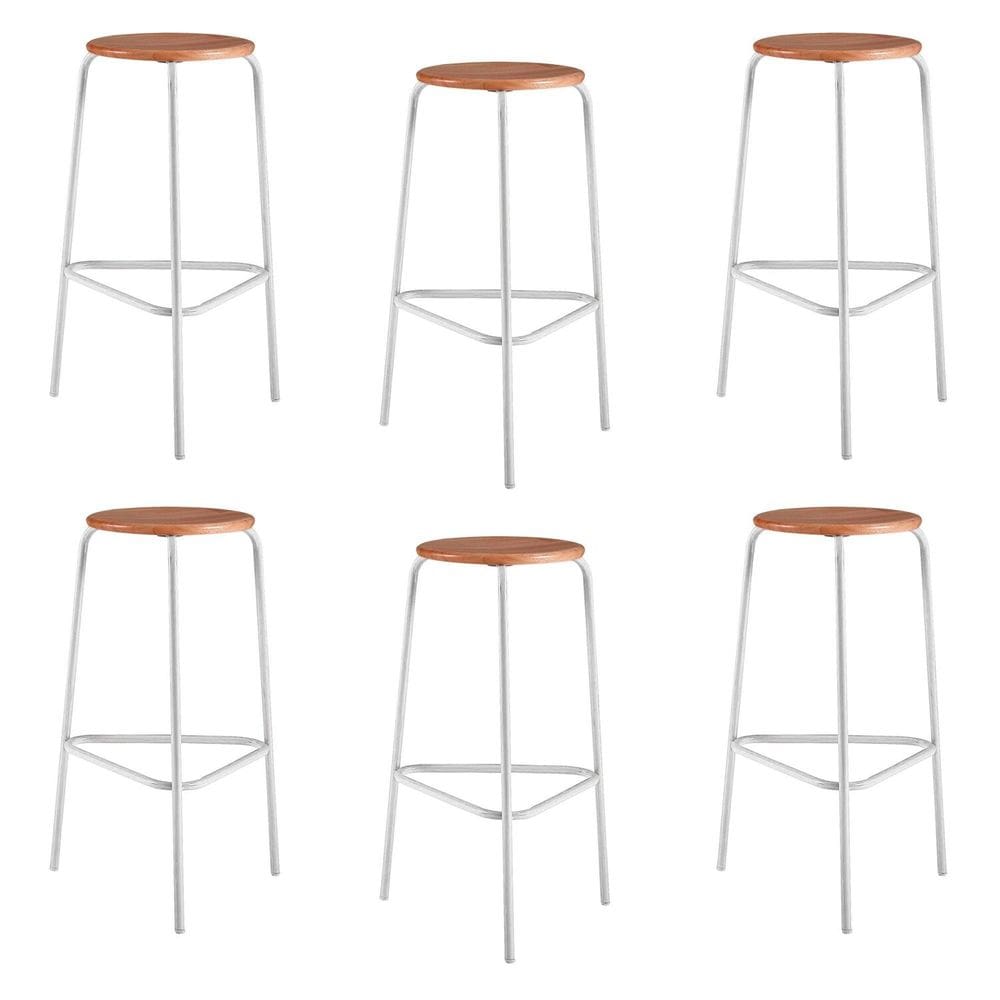 Conjunto 6 Banquetas para Sala de Jantar Cumbuca Branco/Marrom