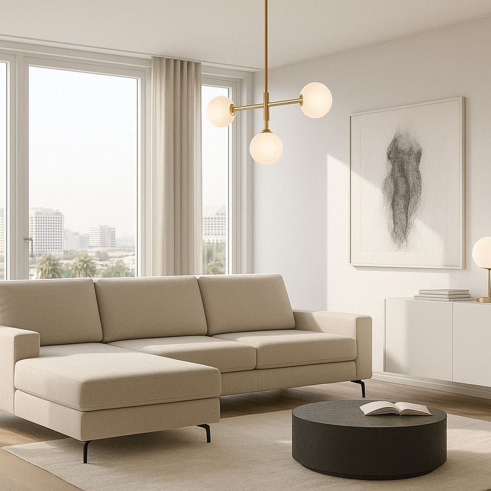 Sofá 3 Lugares com Chaise Esquerda Loft Areia