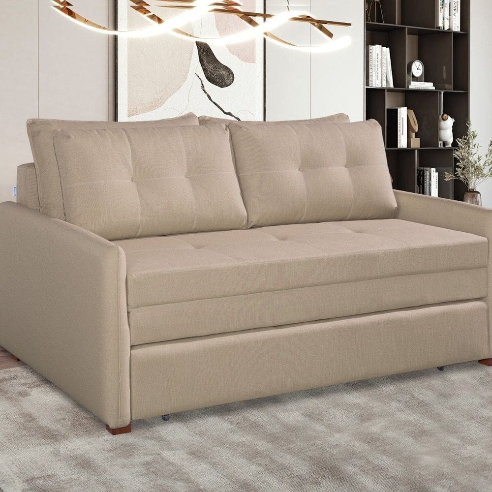 Sofá Cama Casal 95cm X 157cm Montreal Bege Claro