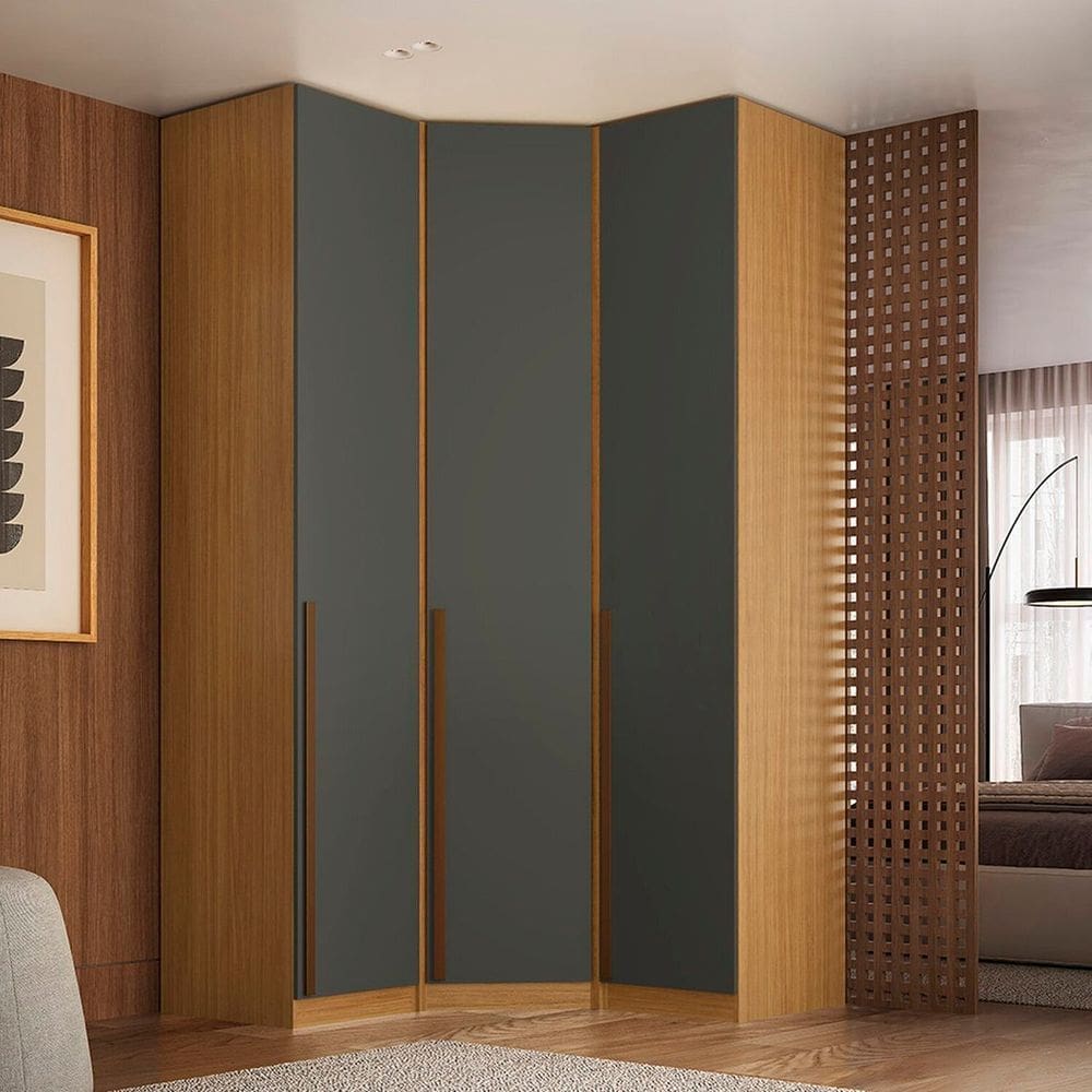 Guarda-roupa de Canto 3 Portas Altezza Freijó/Titânio