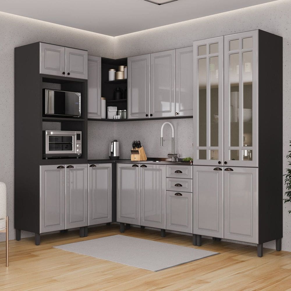 Cozinha Completa Canto sem Tampo Paris Titânio