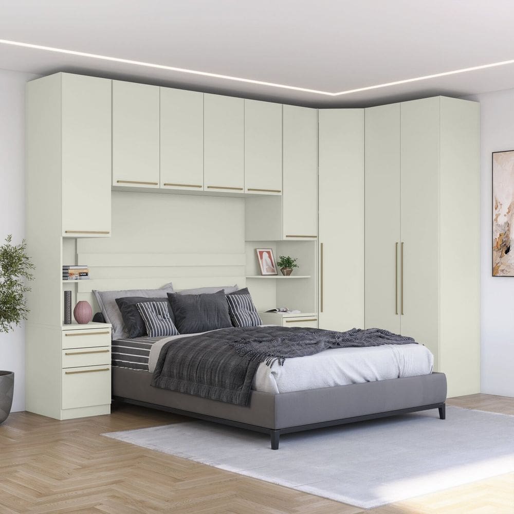 Guarda-roupa Modulado Casal Completo 9 Portas 6 Gavetas Canto Oblíquo Seletto Areia