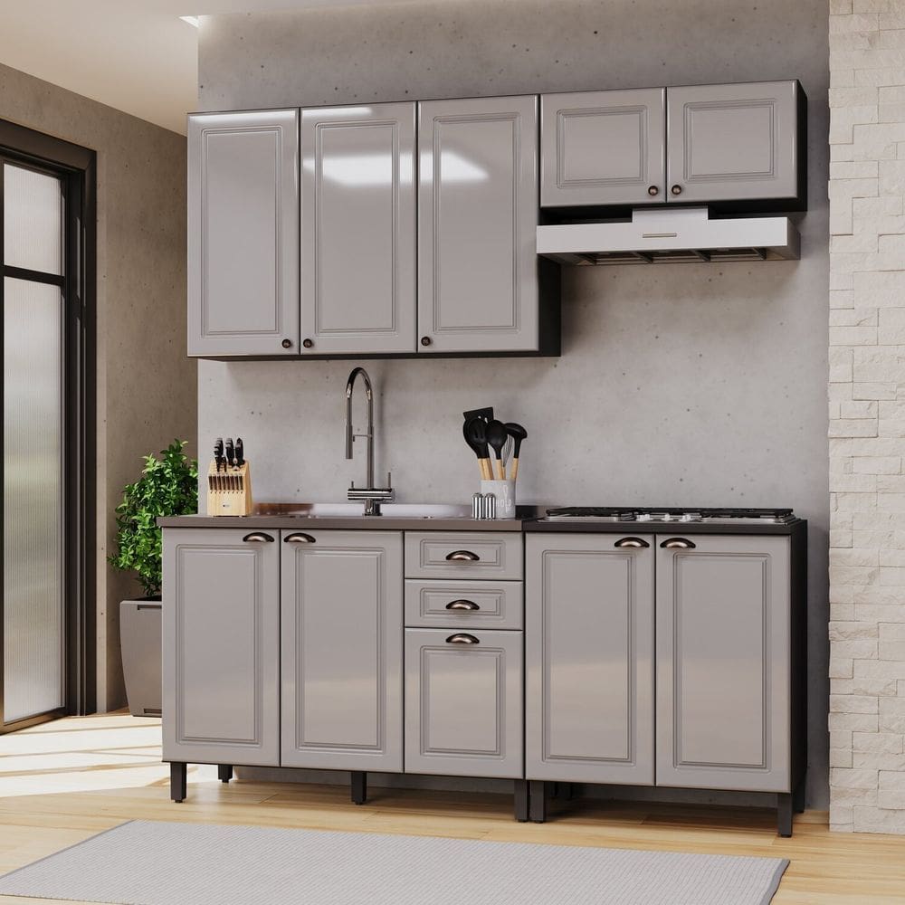 Cozinha Completa 4 Peças sem Tampo Paris Cinza/Titânio