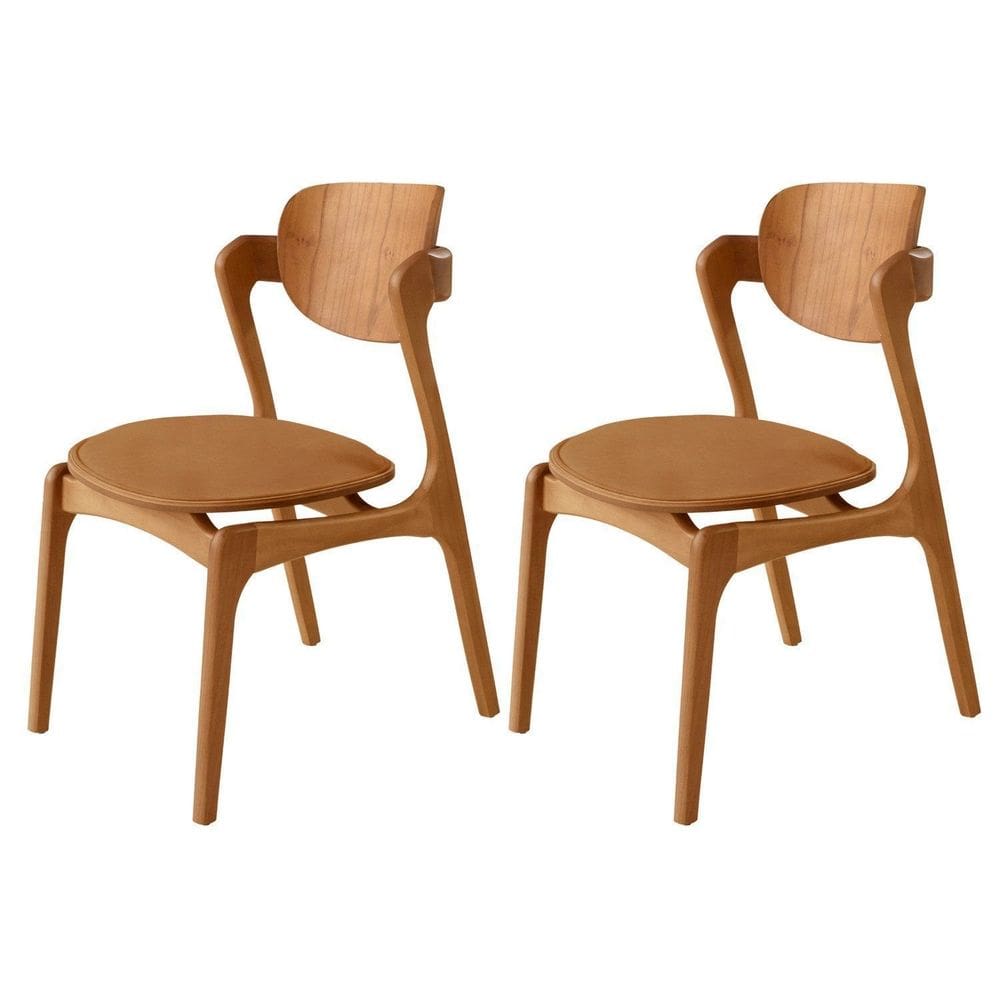 Conjunto com 2 Cadeiras em Madeira Celeste Gold Star Caramelo / Imbuia Natural