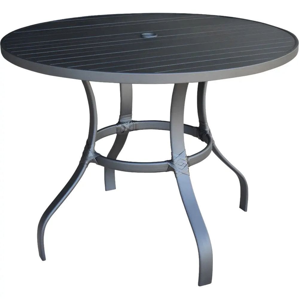 Mesa para Jardim com Tampo Ripado em Alumínio Preto