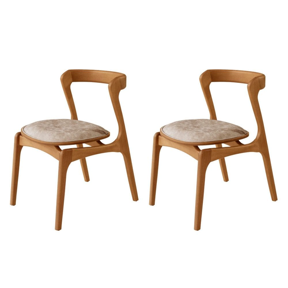 Conjunto com 2 Cadeiras em Madeira Celeste Milano / Imbuia Natural