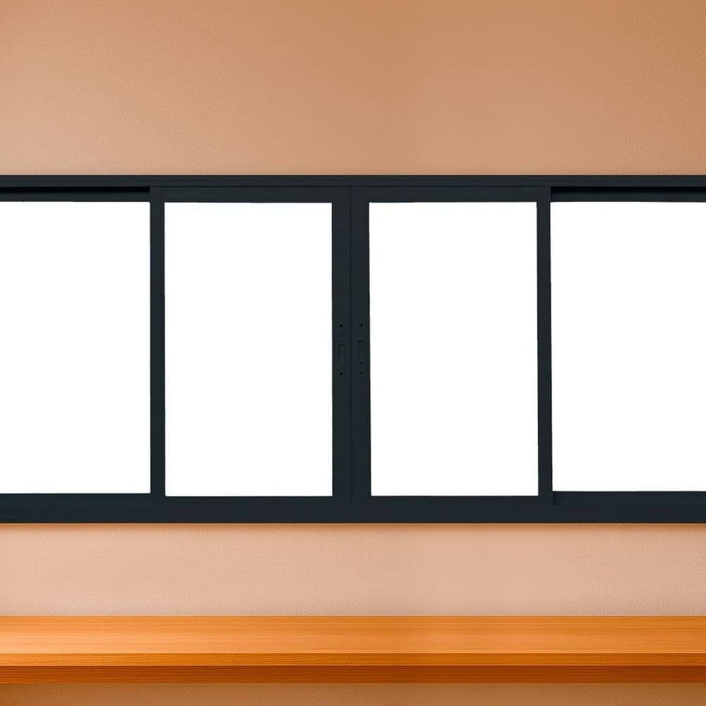 Janela Correr 4 folhas Vidro 150x100cm Vidro de Segurança 6cm Fábrica do Alumínio Preto