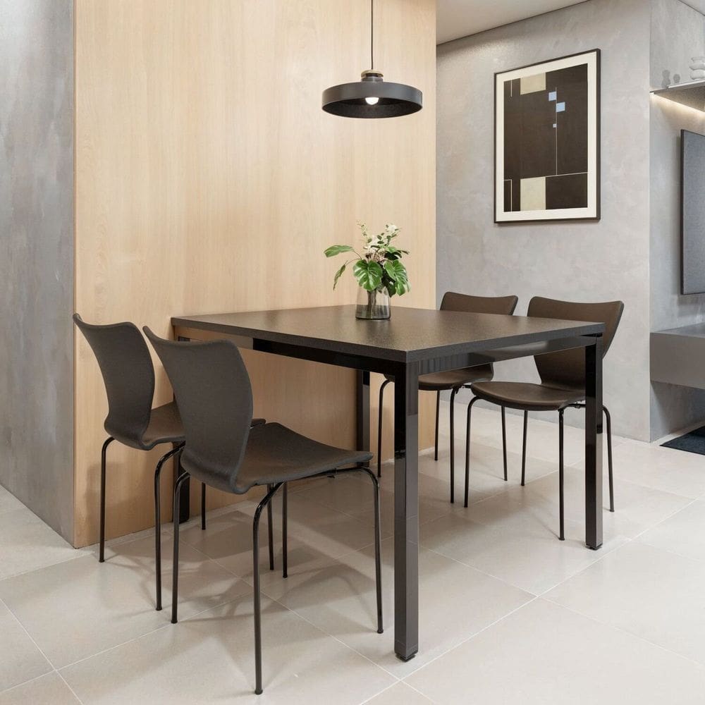 Conjunto Mesa de Jantar Retangular 120cm X 75cm com 4 Cadeiras Mono Preto