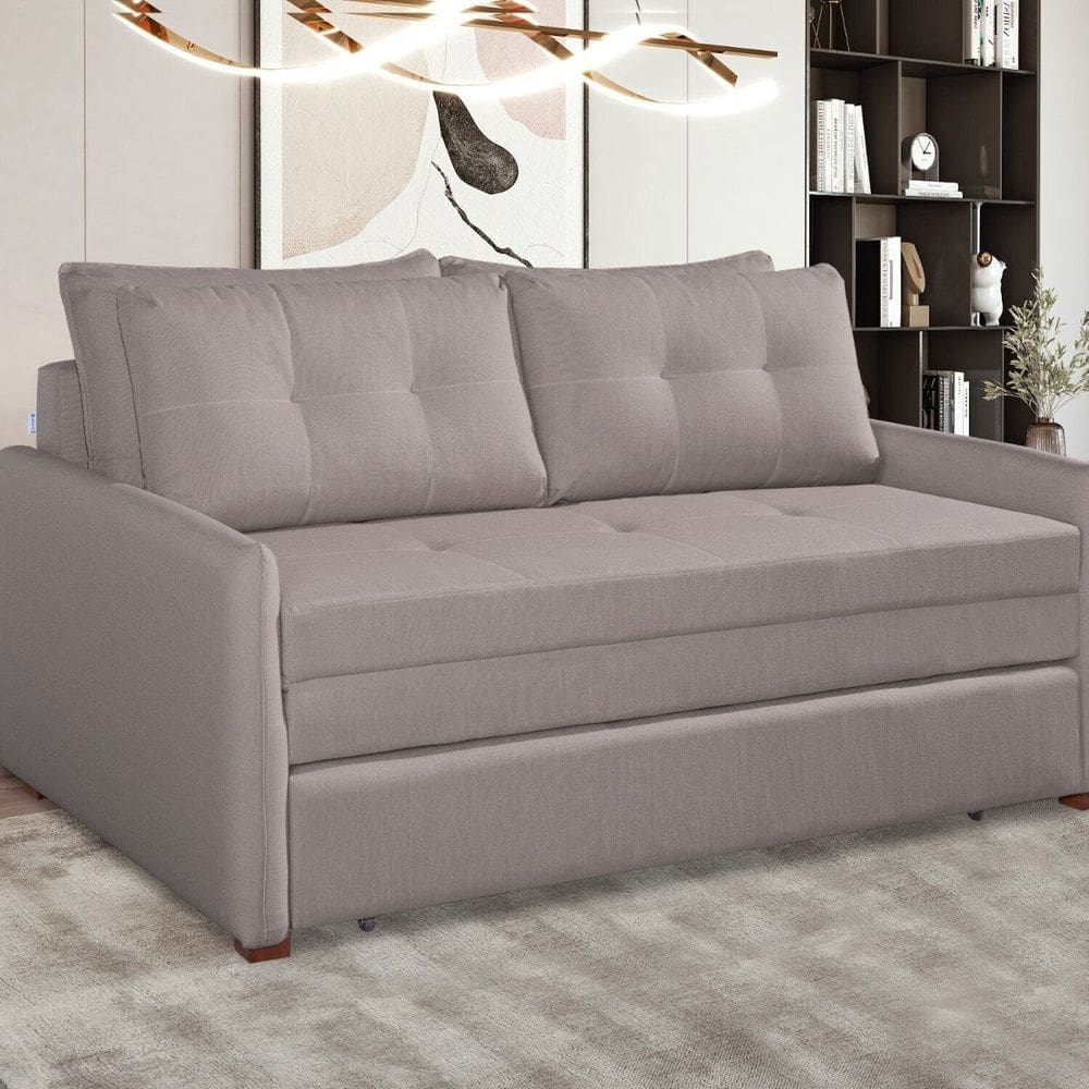 Sofá Cama Casal 95cm X 157cm Montreal Champanhe Claro
