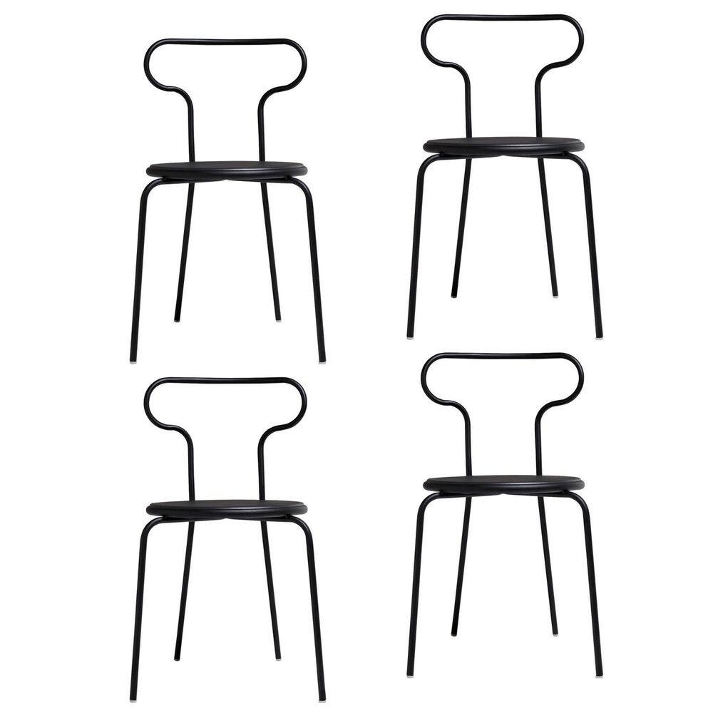 Conjunto 4 Cadeiras Base Tubular Fixa Fantasminha Chef Preto