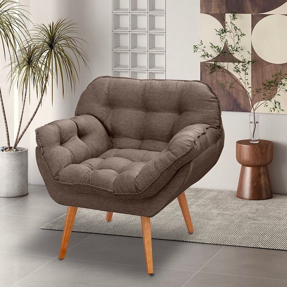 Poltrona para Sala de Estar Pés Trapézio Miami Café